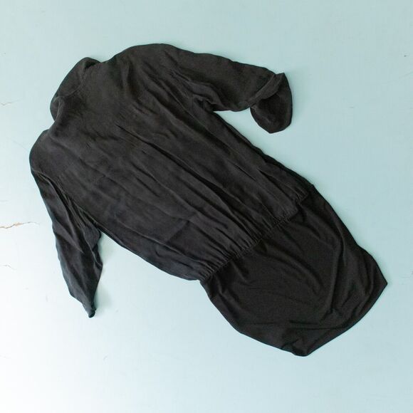 Alice + Olivia Black Gray Silk 3/4 Sleeve Blouson Dress Size M/L - Picture 7 of 7